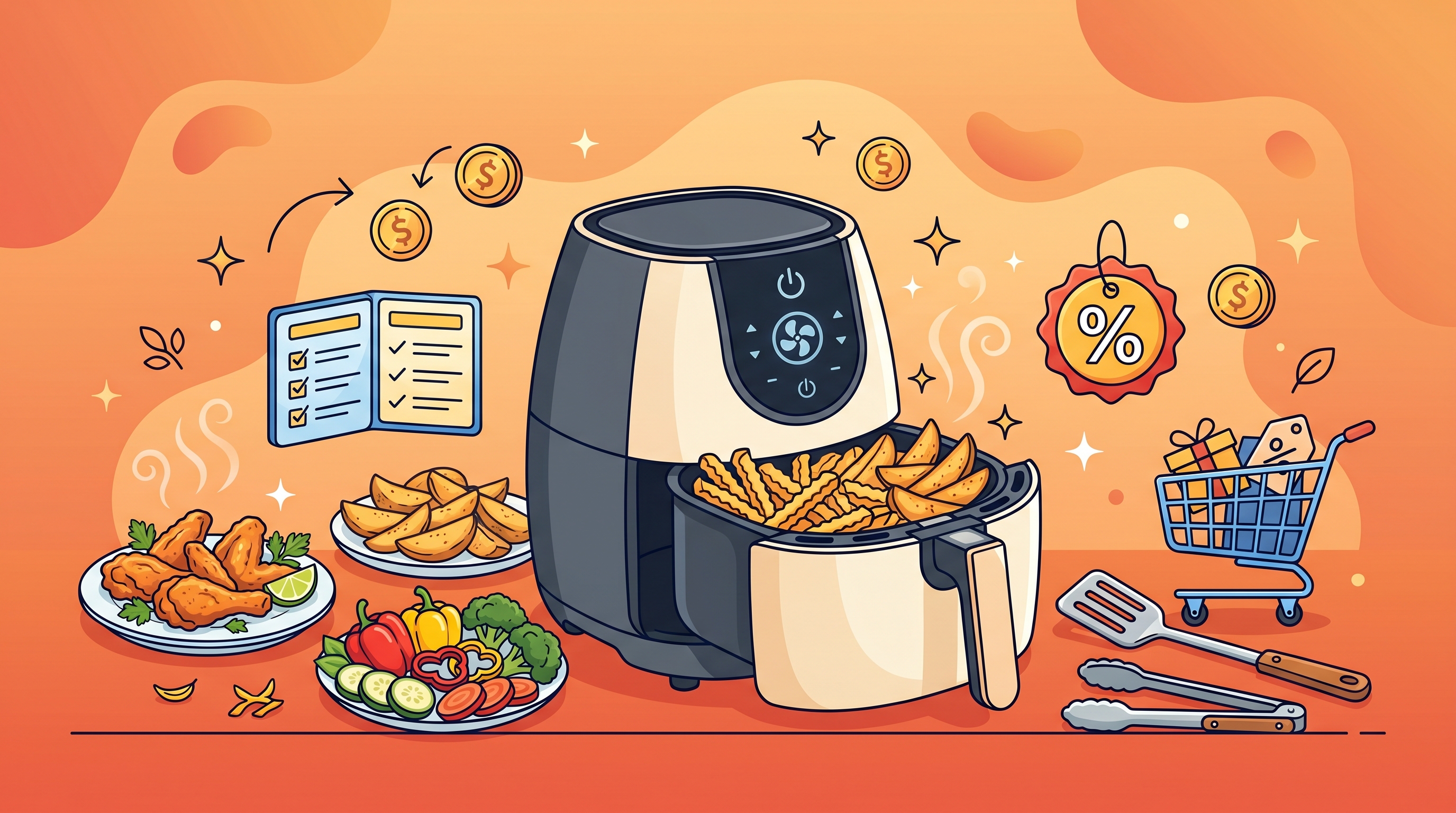 Airfryer vásárlási útmutató illusztráció